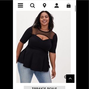 Torrid cut out mesh peplum size 0
